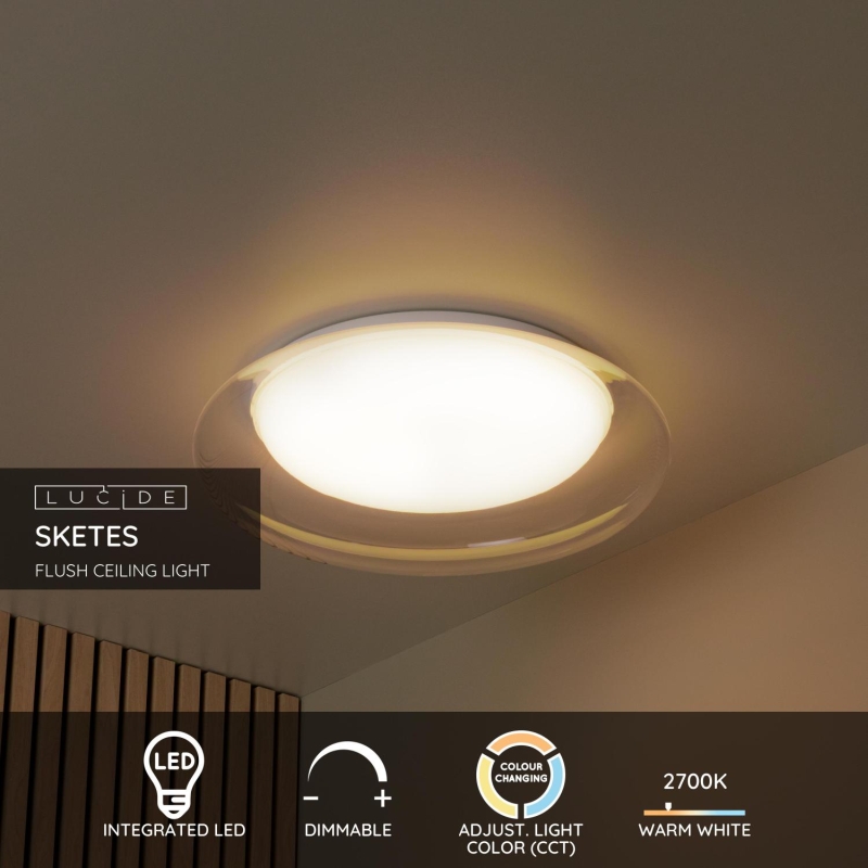 Lucide SKETES - Zapustené stropné svietidlo - Ø 45,7 cm - LED Rozm. - 1x24W 2700K/4000K - Transparent